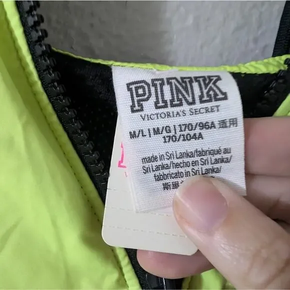 PINK Victoria's Secret Windbreaker Lime and Black Jacket - Picture 3 of 5